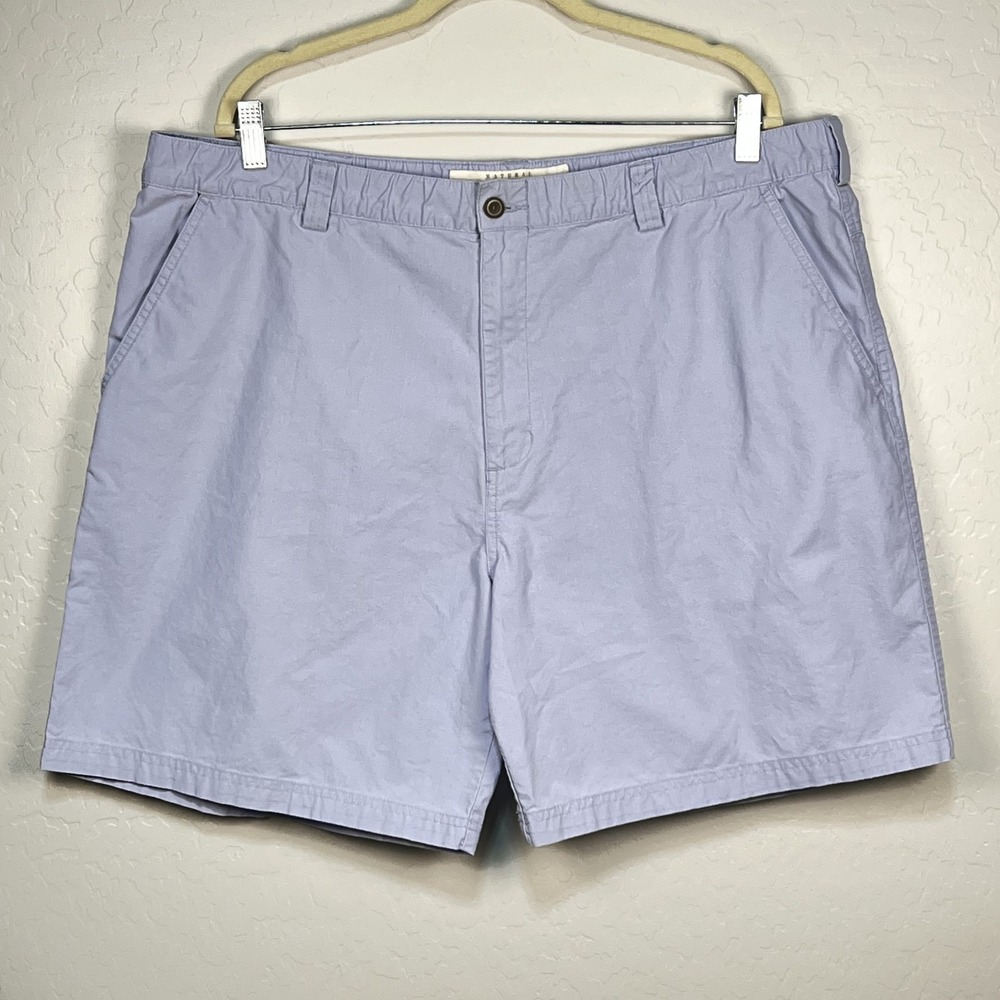 Natural Issue Light Blue 100% Cotton Chino Shorts Mens 40 Elastic Pockets Zipper